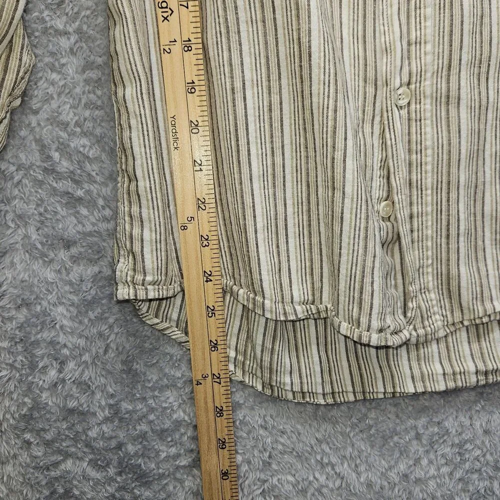 Banana Republic Mens Tan Muscle Button Up Shirt Medium Stripe Longsleeve Cotton